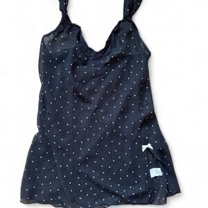 Sheer black polka dot lace mini dress